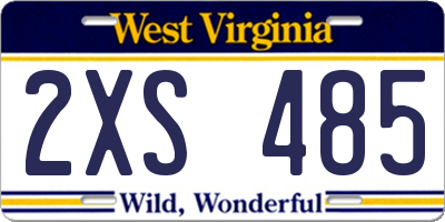 WV license plate 2XS485