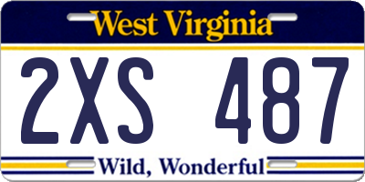 WV license plate 2XS487