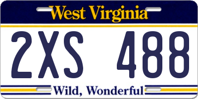 WV license plate 2XS488