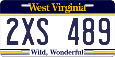 WV license plate 2XS489