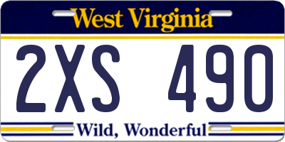 WV license plate 2XS490