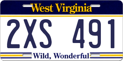 WV license plate 2XS491