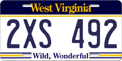 WV license plate 2XS492