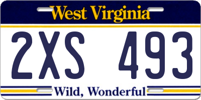 WV license plate 2XS493