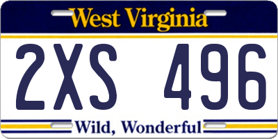 WV license plate 2XS496