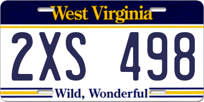 WV license plate 2XS498