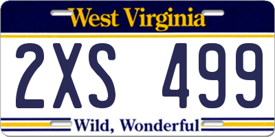 WV license plate 2XS499