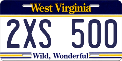 WV license plate 2XS500