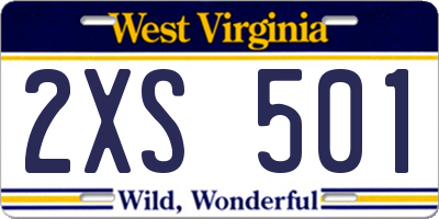 WV license plate 2XS501