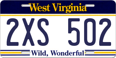 WV license plate 2XS502