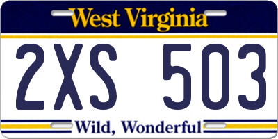 WV license plate 2XS503