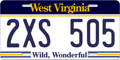 WV license plate 2XS505