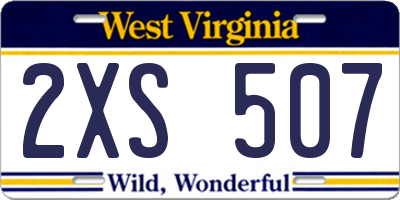WV license plate 2XS507