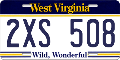 WV license plate 2XS508