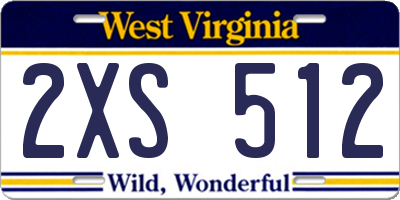 WV license plate 2XS512