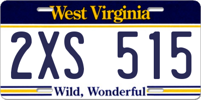 WV license plate 2XS515