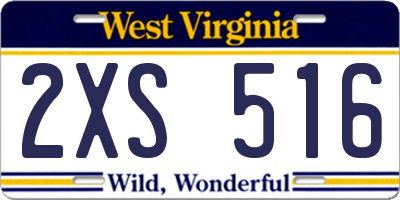 WV license plate 2XS516