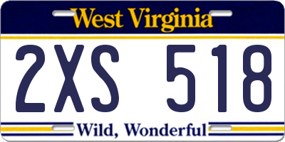 WV license plate 2XS518