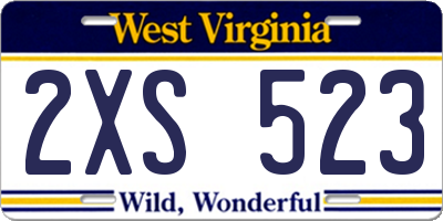 WV license plate 2XS523