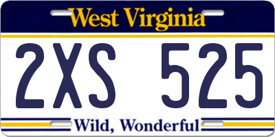 WV license plate 2XS525