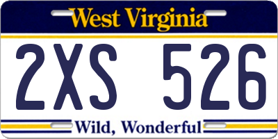 WV license plate 2XS526