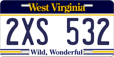 WV license plate 2XS532