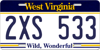 WV license plate 2XS533