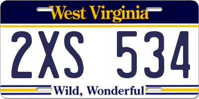 WV license plate 2XS534