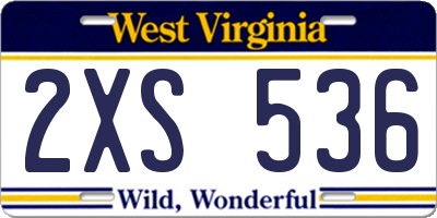 WV license plate 2XS536