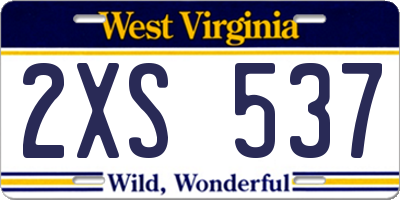 WV license plate 2XS537