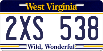 WV license plate 2XS538