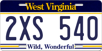 WV license plate 2XS540