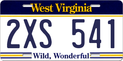 WV license plate 2XS541