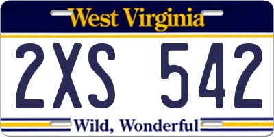 WV license plate 2XS542