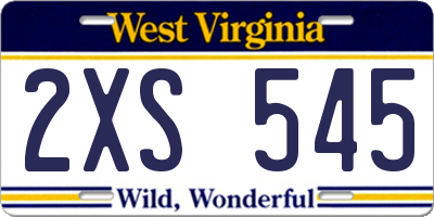WV license plate 2XS545