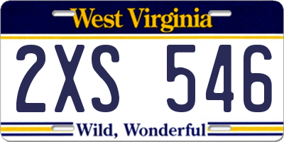 WV license plate 2XS546