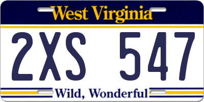 WV license plate 2XS547