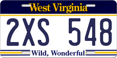WV license plate 2XS548