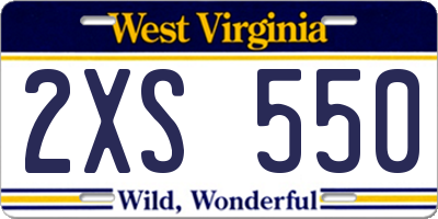 WV license plate 2XS550