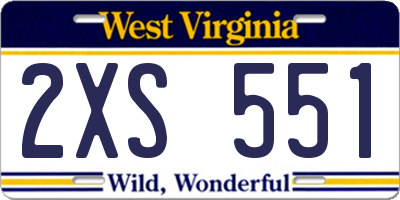 WV license plate 2XS551