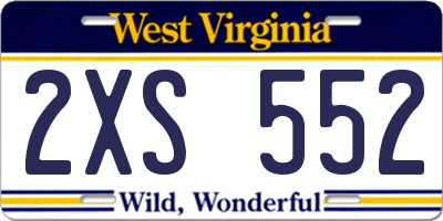 WV license plate 2XS552