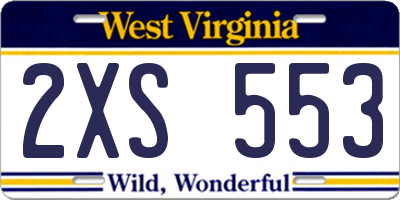 WV license plate 2XS553