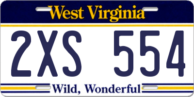 WV license plate 2XS554