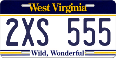 WV license plate 2XS555