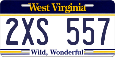 WV license plate 2XS557