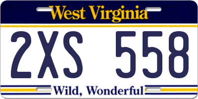 WV license plate 2XS558