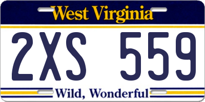 WV license plate 2XS559