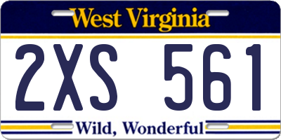 WV license plate 2XS561
