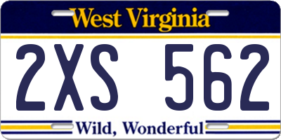 WV license plate 2XS562