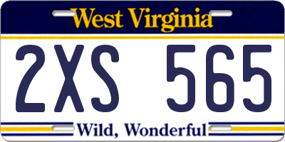 WV license plate 2XS565
